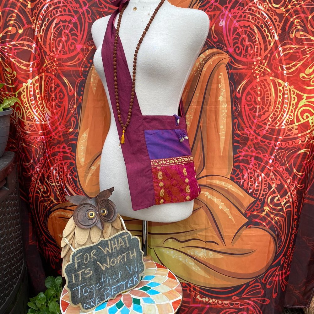 Handcrafted Rudraksha Mala Beads & Artisan Meditation Bag Bundle